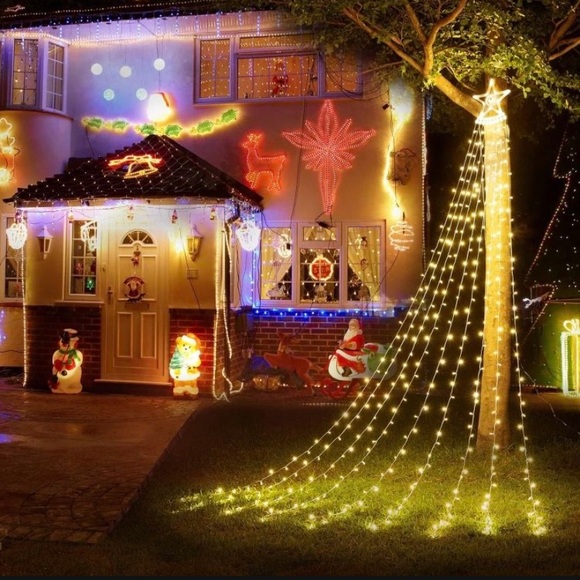 Christmas Decoration Star Lights, 13Ft 402 LED Waterfall Tree Lights with Remote - Picture 2 of 6